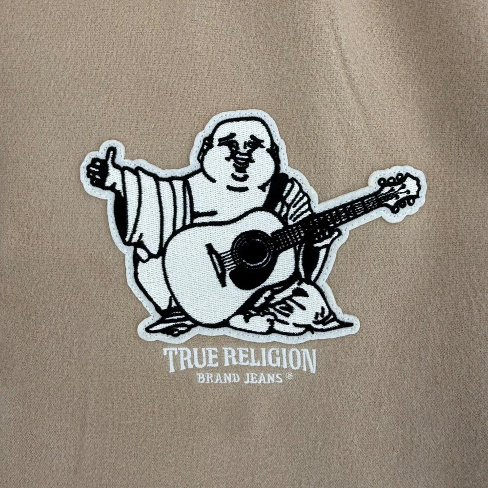 True Religion Mens Two Toned Varsity Jacket‎ Travertine White Hooded Size L